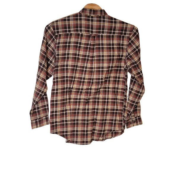 Wolverine Button Down Flannel Shirt Size Large‎ Tall Brown Plaid Long Sleeve - Picture 2 of 5